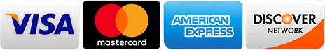 Visa, Mastercard, American Express and Discover accepted